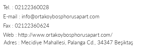 Ortaky Bosphorus Apart telefon numaralar, faks, e-mail, posta adresi ve iletiim bilgileri